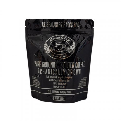 CUSTOM PRINT COFFEE POUCH BLACK 250G 500G 1KG W/ZIP AND VALVE