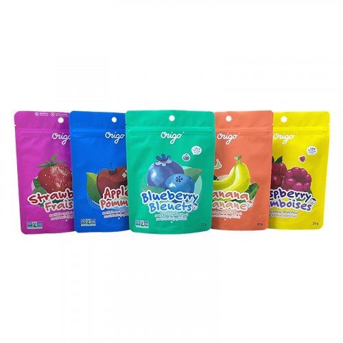 Custom Printed Dry Blueberry Mango Strawberry apple Banana Packaging Ziplock Stand up Pouch Freeze Dried Fruit Bag